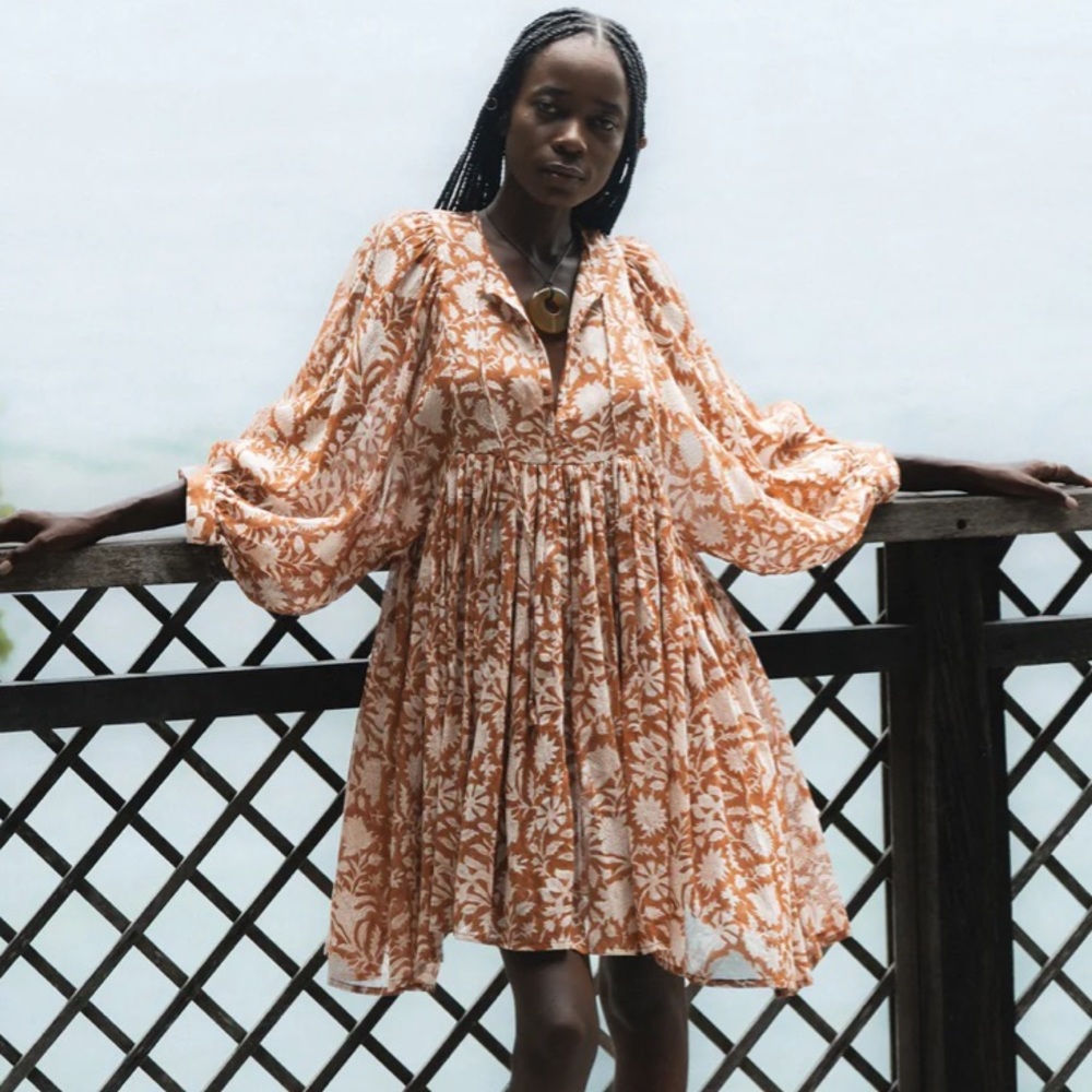 Daughters of India Kyra Mini Dress - Camel (S)